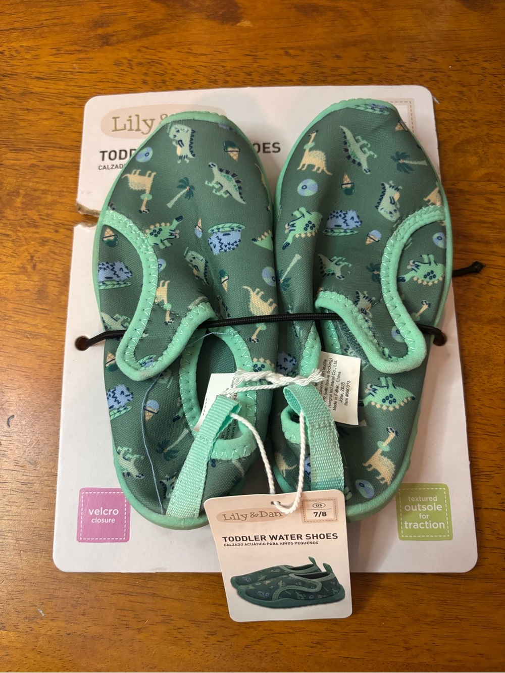 Lily & Dan Kids' Green Dinosaur Water Shoes